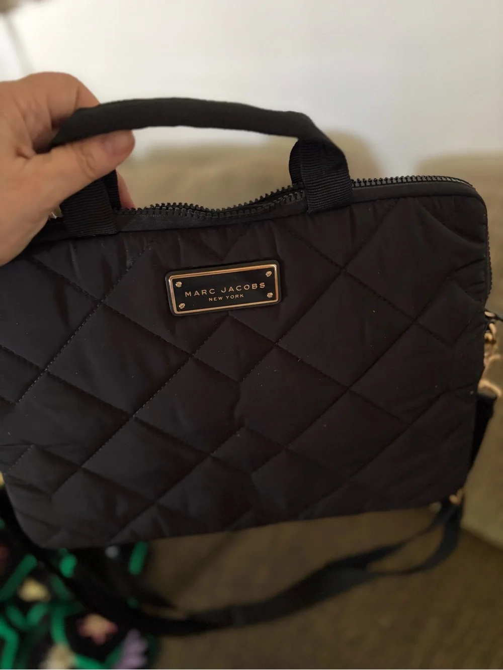 Marc Jacobs Black Quilted Laptop Brief